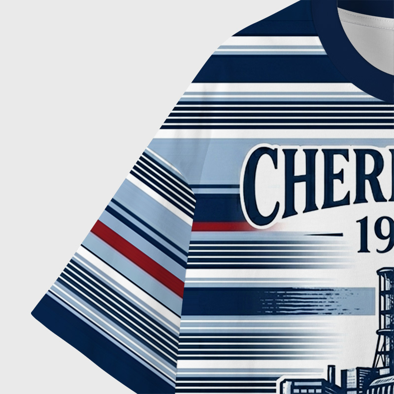 Chernobyl 1986 Industrial Striped Geek Eco Oversized Graphic Tees