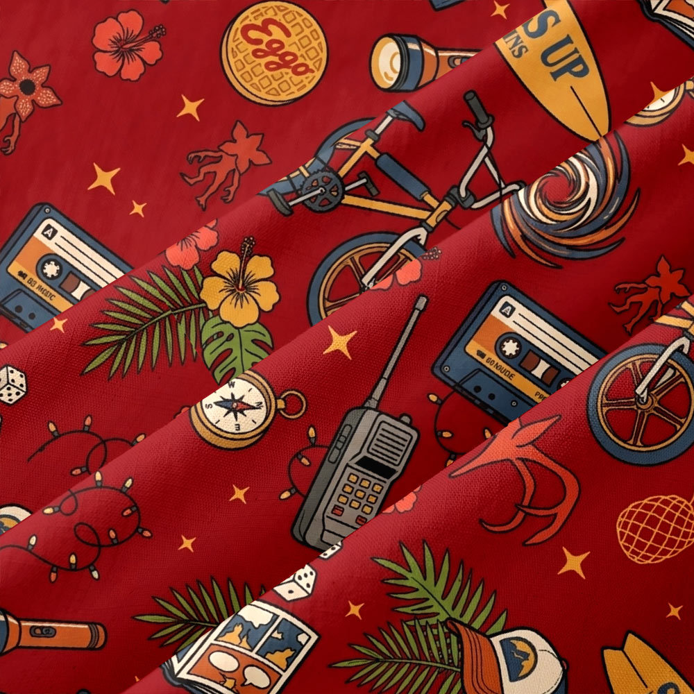80s Mystery Squad Retro Icons Button Up Pocket Shirt
