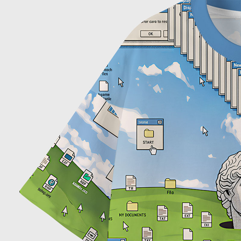 Windows XP Bliss Wallpaper Geek Eco Oversized Graphic Tees