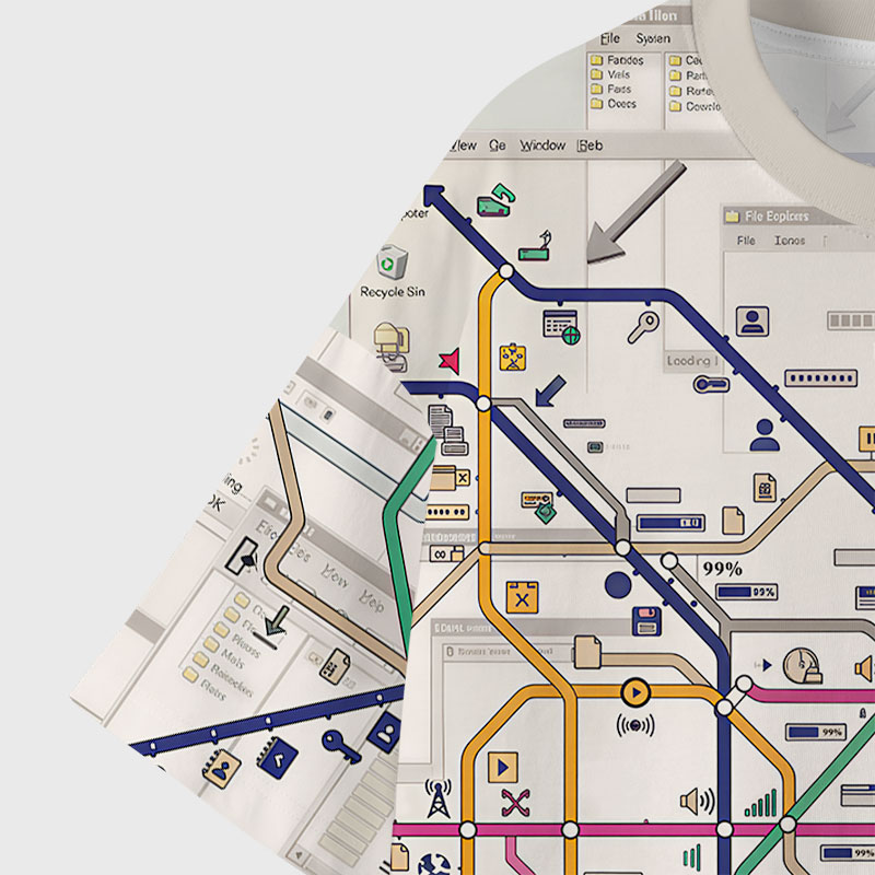 Desktop Subway Map Geek Eco Oversized Graphic Tees