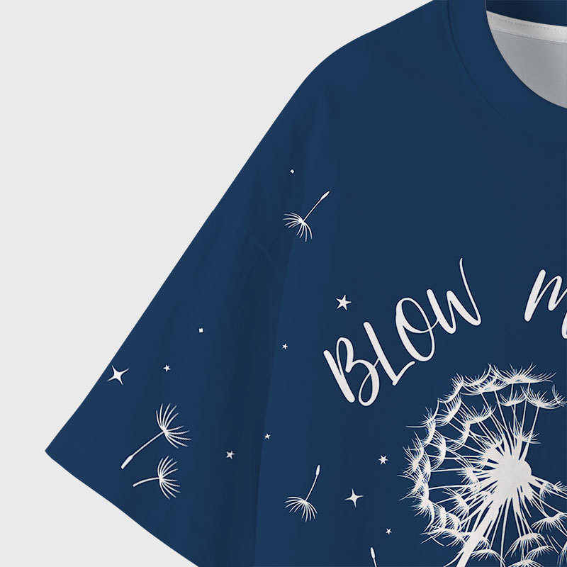 Blow Me Dandelion Star Floral Geek Eco Oversized Graphic Tees
