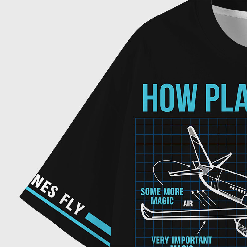 How Planes Fly Geek Eco Oversized Graphic Tees