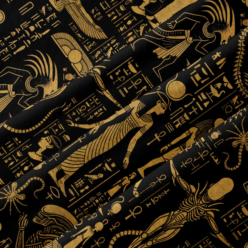 Egyptian Mural Alien Button Up Pocket Shirt