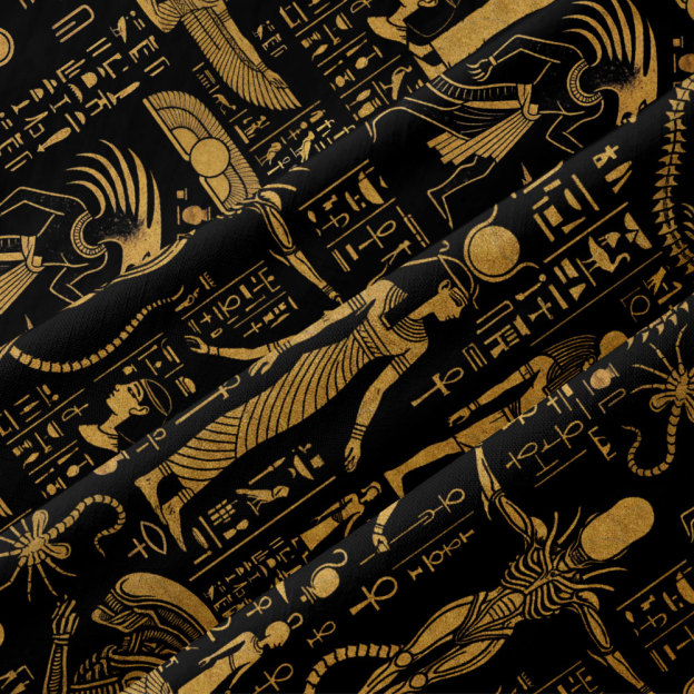 Egyptian Mural Alien Button Up Pocket Shirt