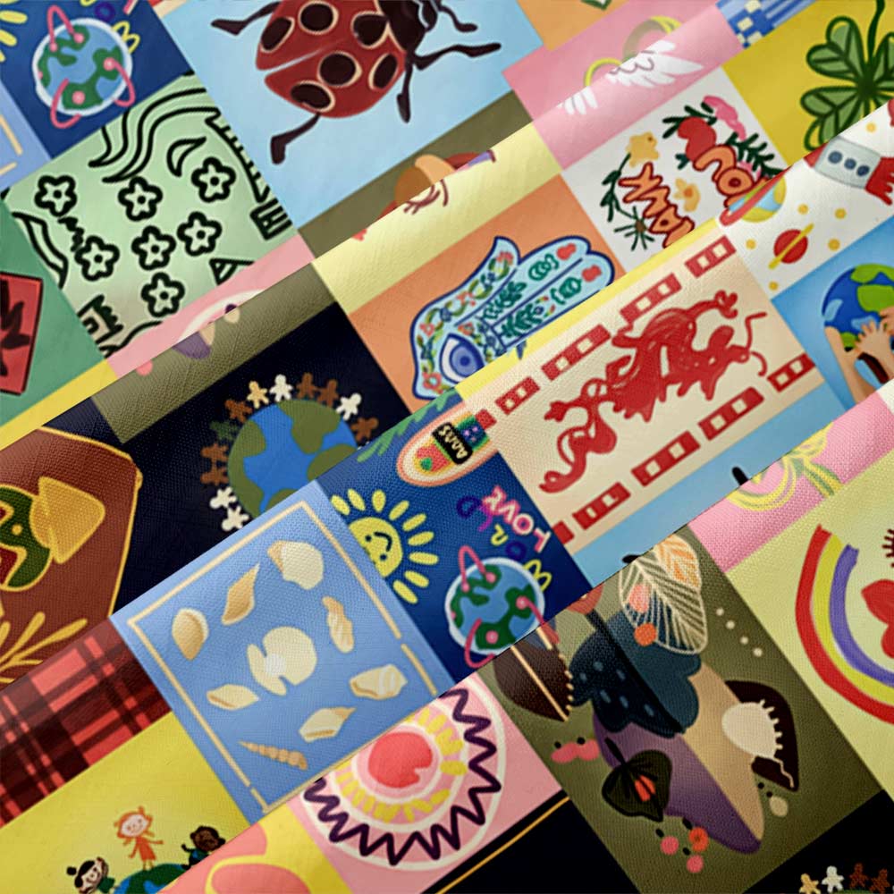 Global Folk Lucky Patchwork Collage Button Up Pocket Shirt