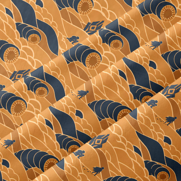 Sci-Fi Desert Worm Printed Button Up Pocket Shirt