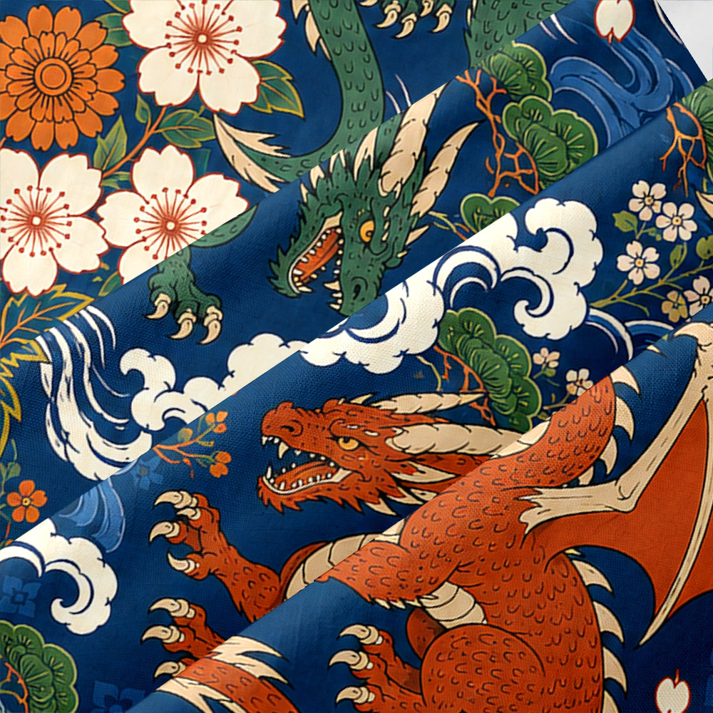 Ukiyo Dragon & Dice Button Up Pocket Shirt