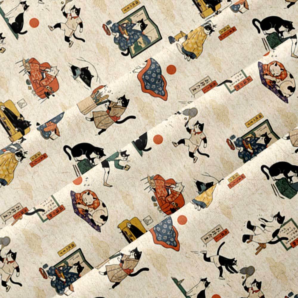 Edo Cat Daily Life Button Up Pocket Shirt