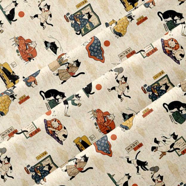 Edo Cat Daily Life Button Up Pocket Shirt