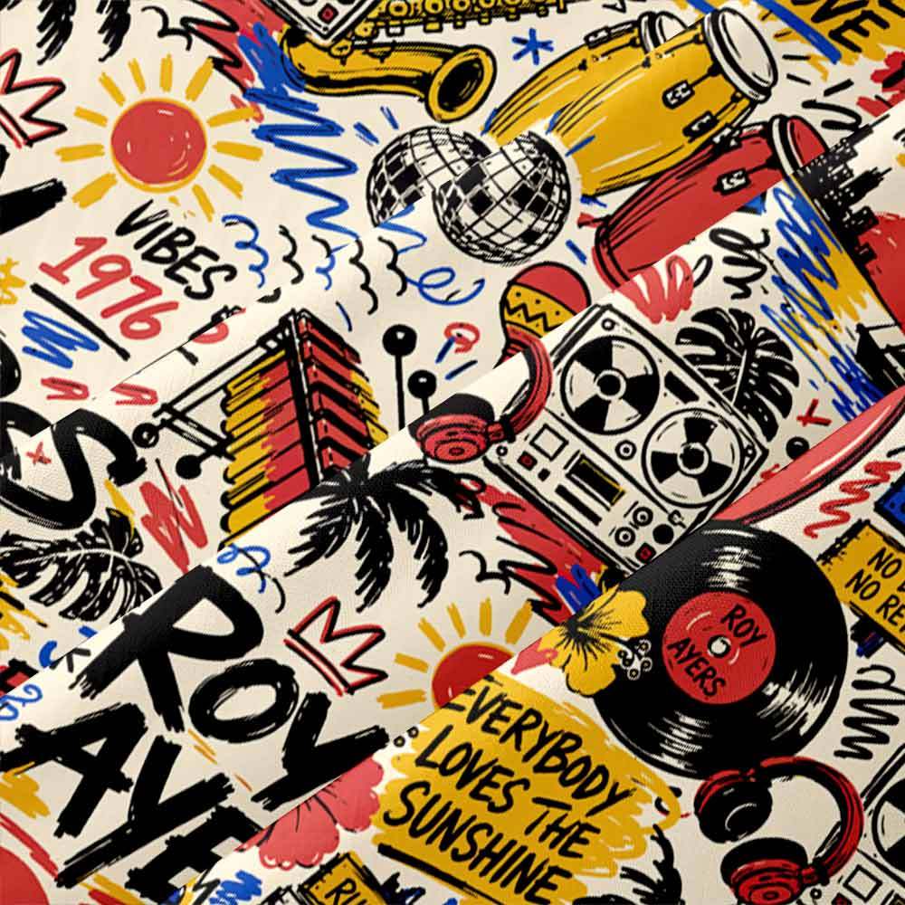 Sunshine Groove Graffiti Button Up Pocket Shirt