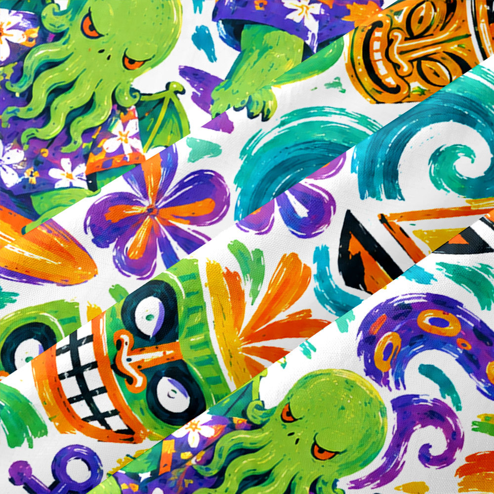 Surfing Cthulhu Tropical Hawaiian Button Up Pocket Shirt