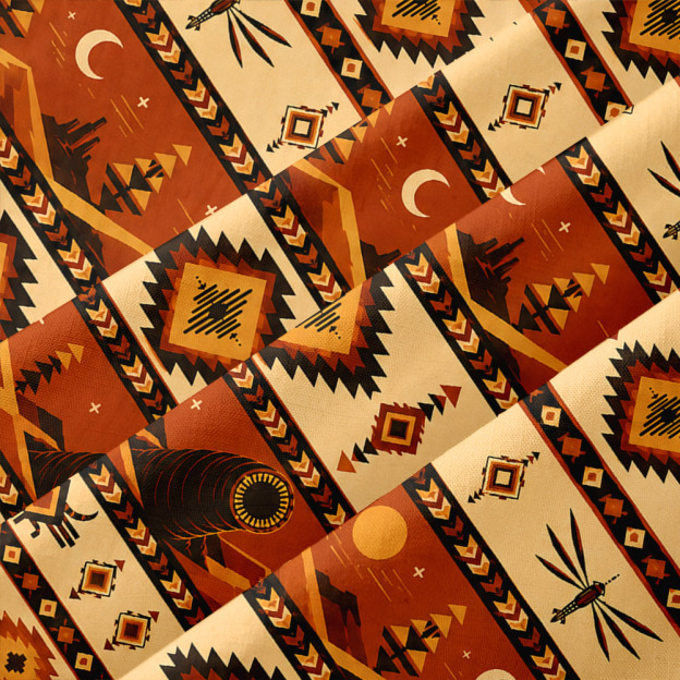Desert Sandworm Geometric Sci-Fi Aztec Button Up Pocket Shirt