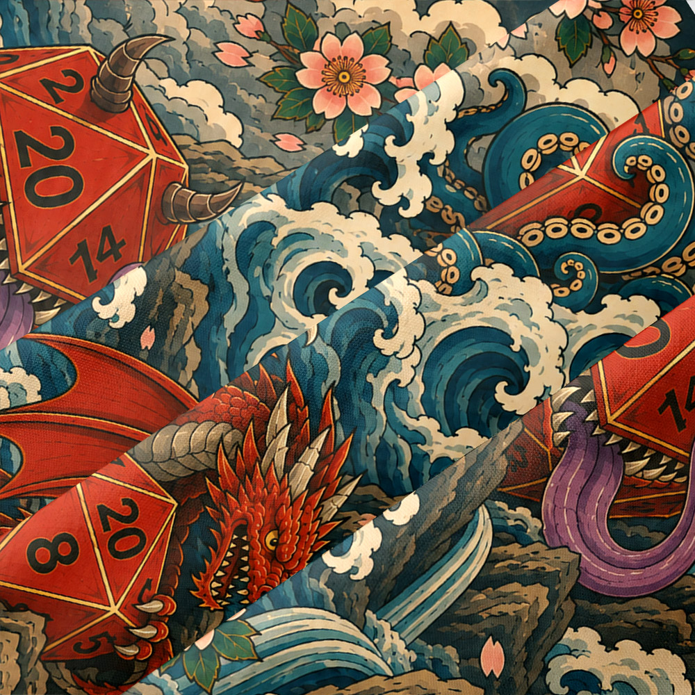Ukiyo-e D20 Dragon Button Up Pocket Shirt