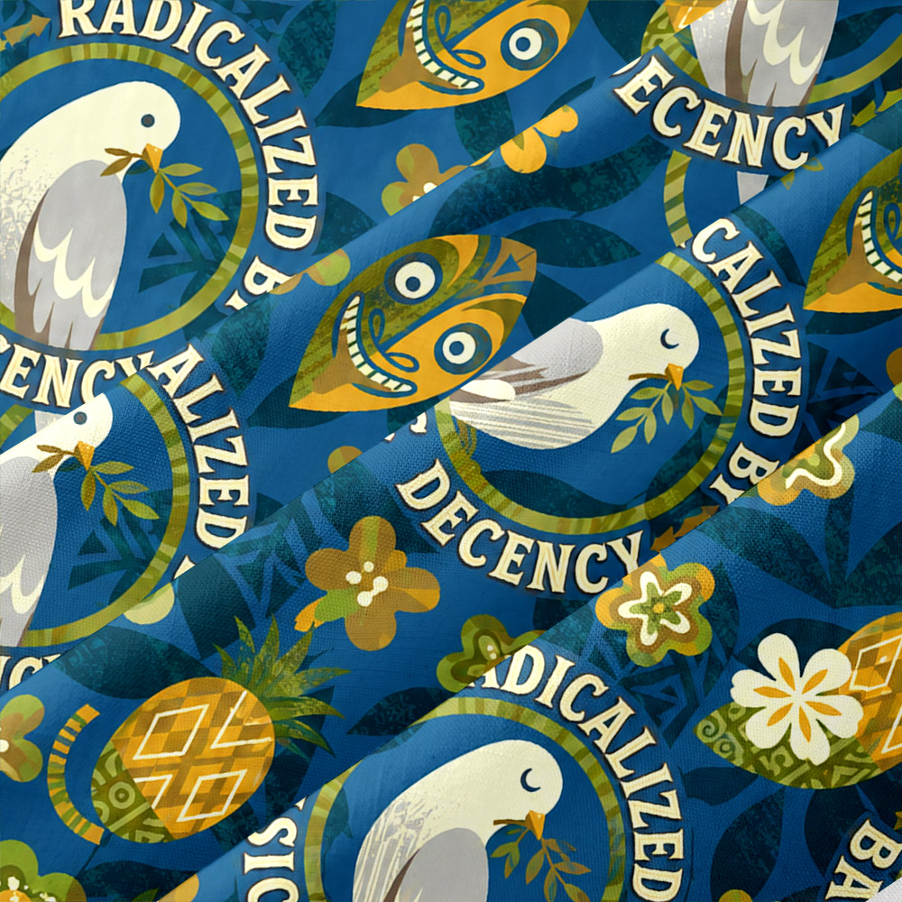 Radicalized by basic decency Tropical Dove Hawaiian Button Up Pocket Shirt