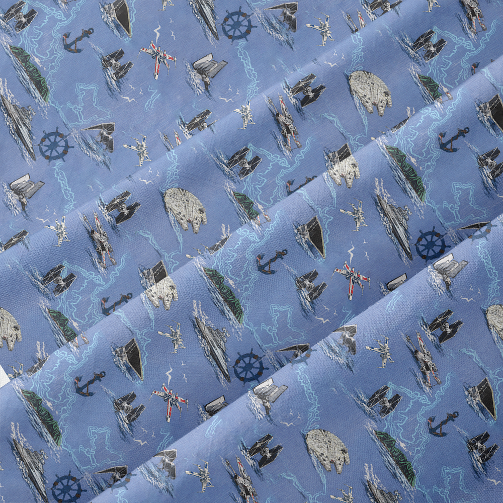Space Fighter Starship Tropical Button Up Pocket Shirt