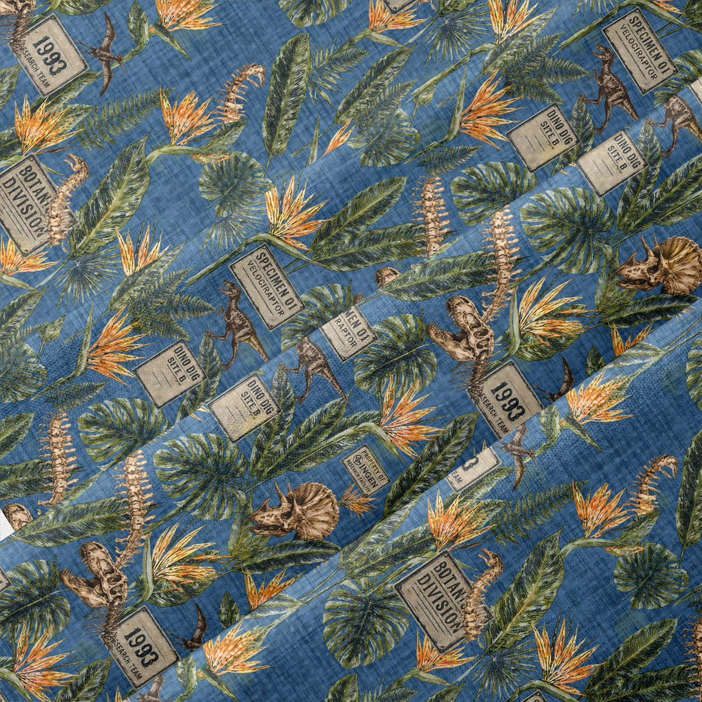 1993 Dino Fossil Botanical Aloha Button Up Pocket Shirt