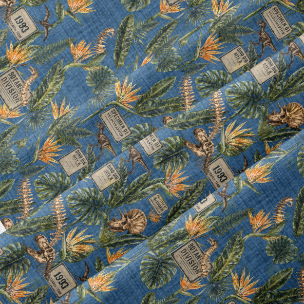 1993 Dino Fossil Botanical Aloha Button Up Pocket Shirt