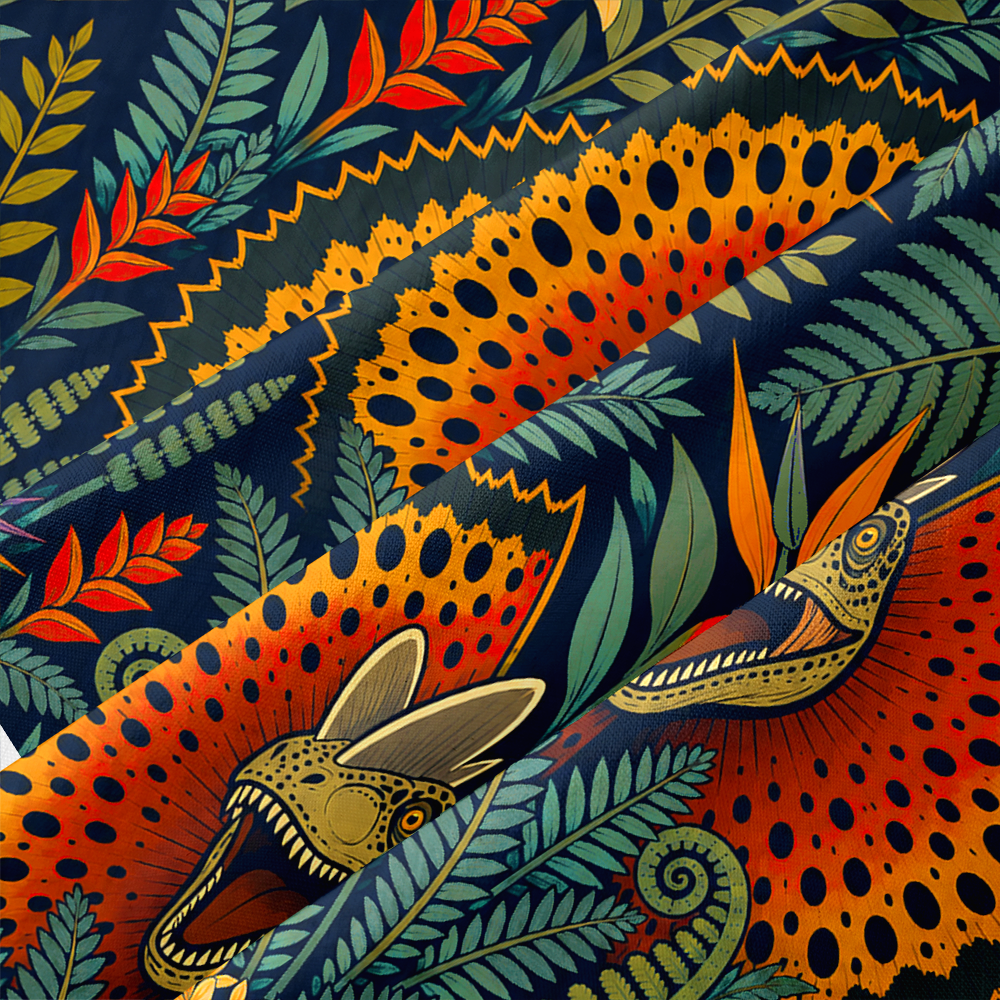Dilophosaurus Tropical Rainforest Button Up Pocket Shirt