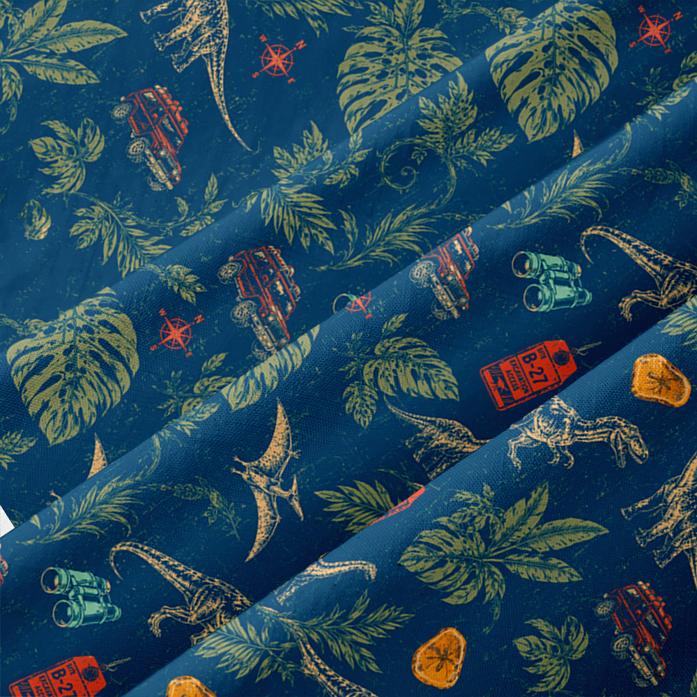Rainforest Dino Trek Vacation Resort Button Up Pocket Shirt