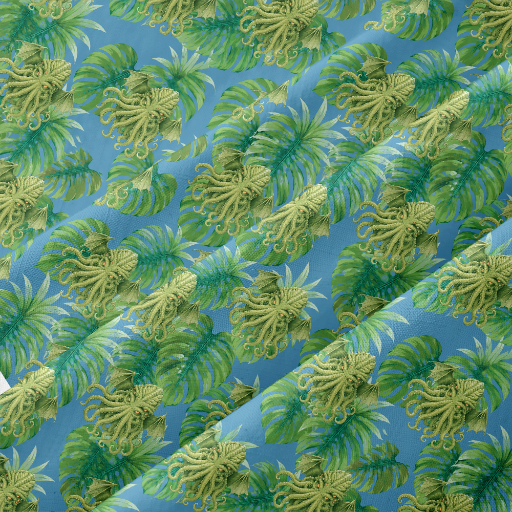 Tropical Tentacle Elder Fantasy Button Up Pocket Shirt