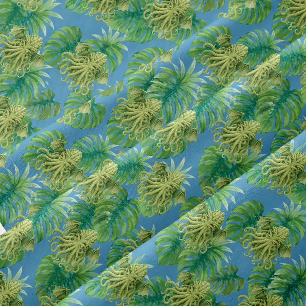 Tropical Tentacle Elder Fantasy Button Up Pocket Shirt