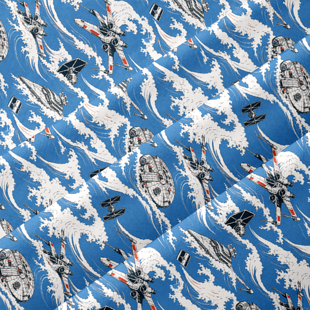 Interstellar Combat Craft Japanese Wave Button Up Pocket Shirt