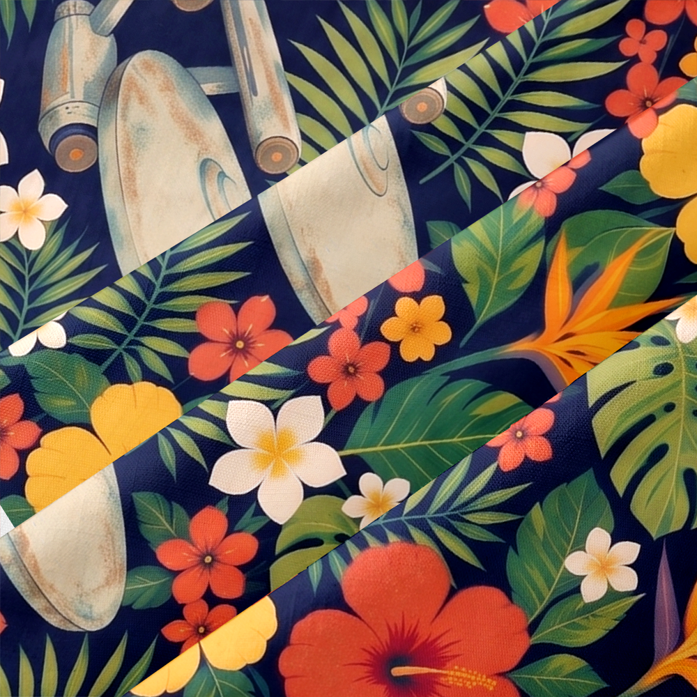 Alien Vacation Flying Saucer Tropical Button Up Pocket Shirt