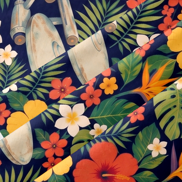 Alien Vacation Flying Saucer Tropical Button Up Pocket Shirt