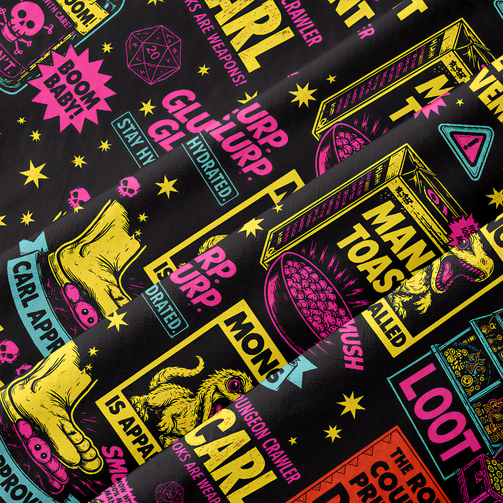Neon Dungeon Mayhem Button Up Pocket Shirt