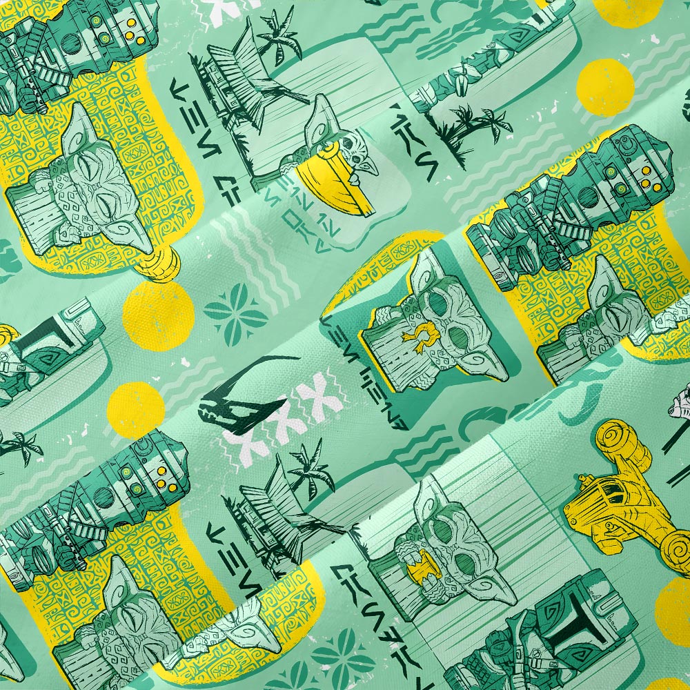 Hawaiian Traditional Tiki Green Button Up Pocket Shirt