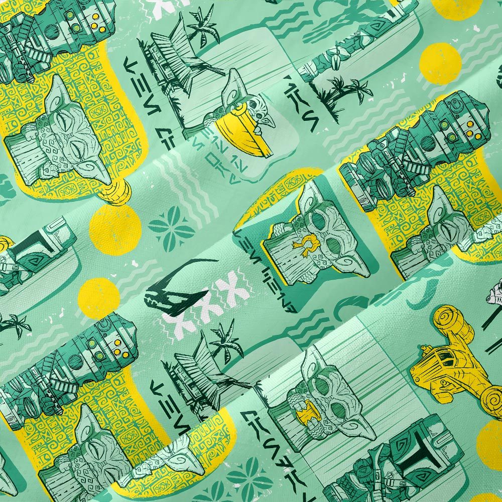 Hawaiian Traditional Tiki Green Button Up Pocket Shirt