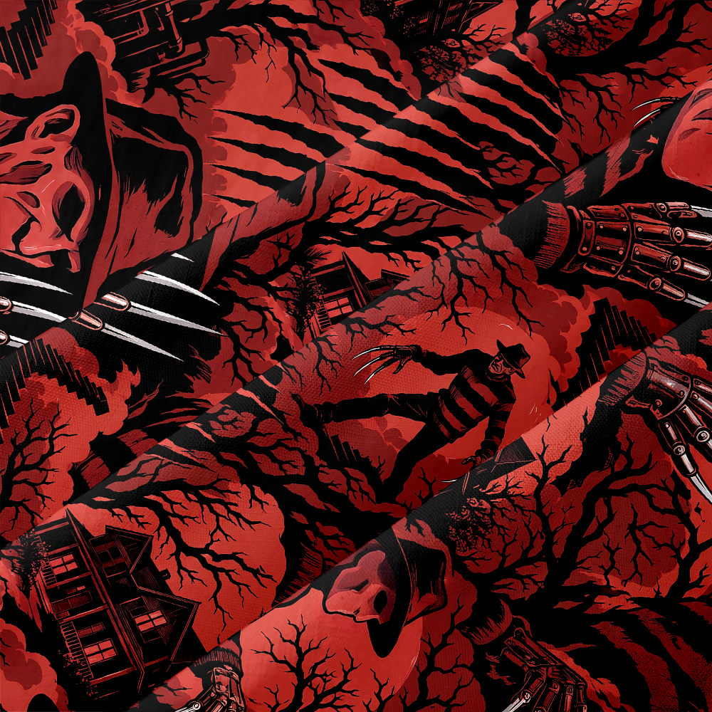 Dark Horror Clawed Creature Haunted House Button Up Pocket Shirt