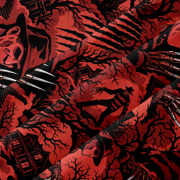 Dark Horror Clawed Creature Haunted House Button Up Pocket Shirt