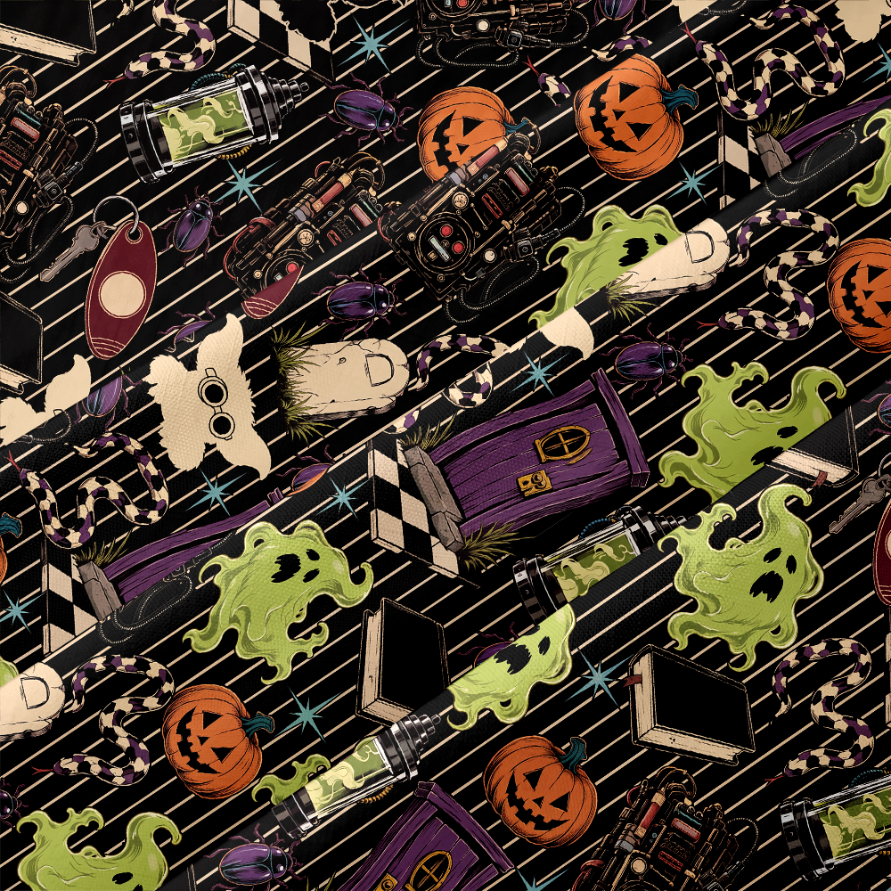 Gothic Halloween Spooky Curiosities Button Up Pocket Shirt