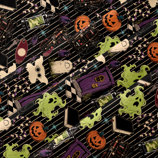 Gothic Halloween Spooky Curiosities Button Up Pocket Shirt