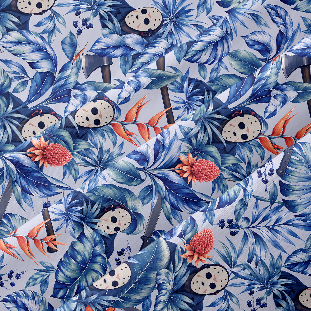 Tropical Spooky Horror Pattern Button Up Pocket Shirt