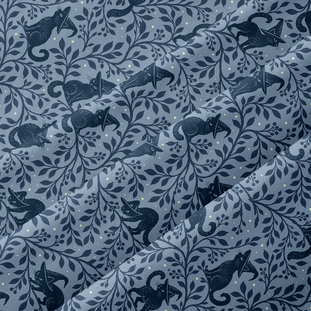 Woodland Witch Blackcat Fantasy Button Up Pocket Shirt