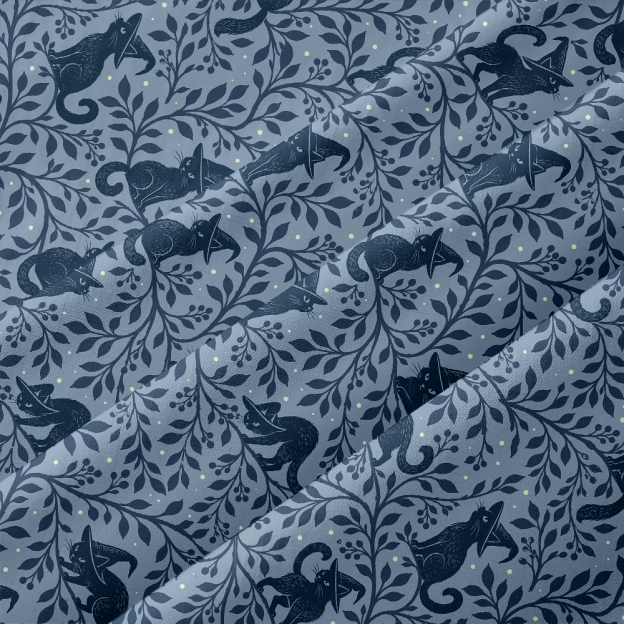 Woodland Witch Blackcat Fantasy Button Up Pocket Shirt