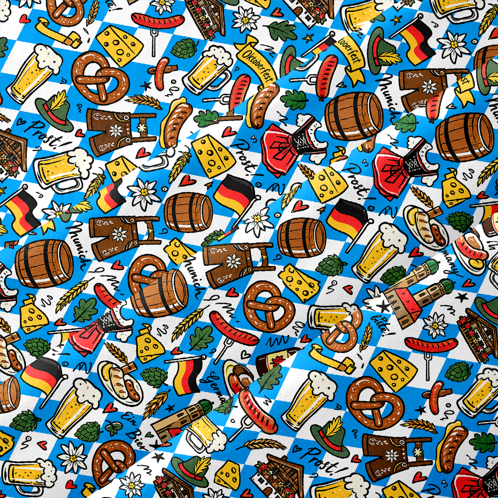 Bavarian Beer Festival Cartoon Button Up Pocket Shirt