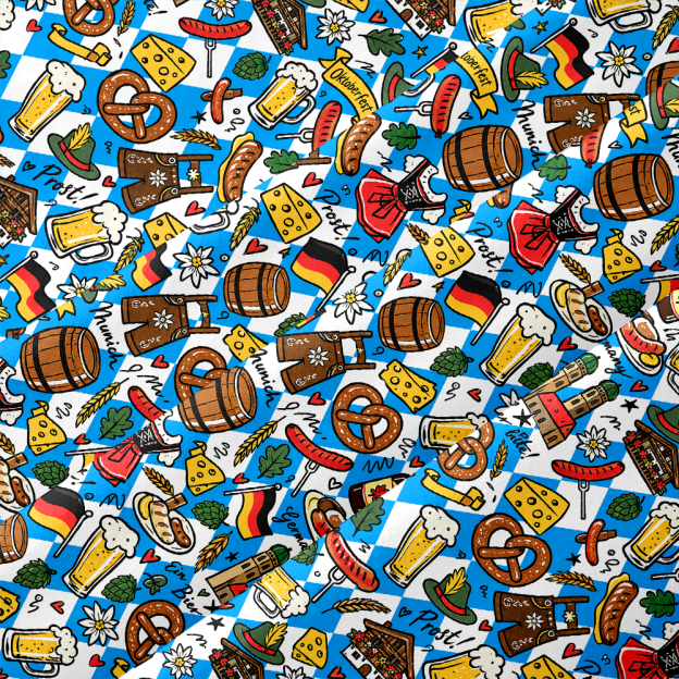 Bavarian Beer Festival Cartoon Button Up Pocket Shirt