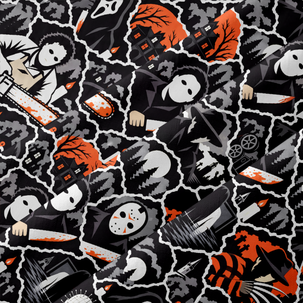 Spooky Halloween Horror Sticker Collage Seamless Button Up Pocket Shirt