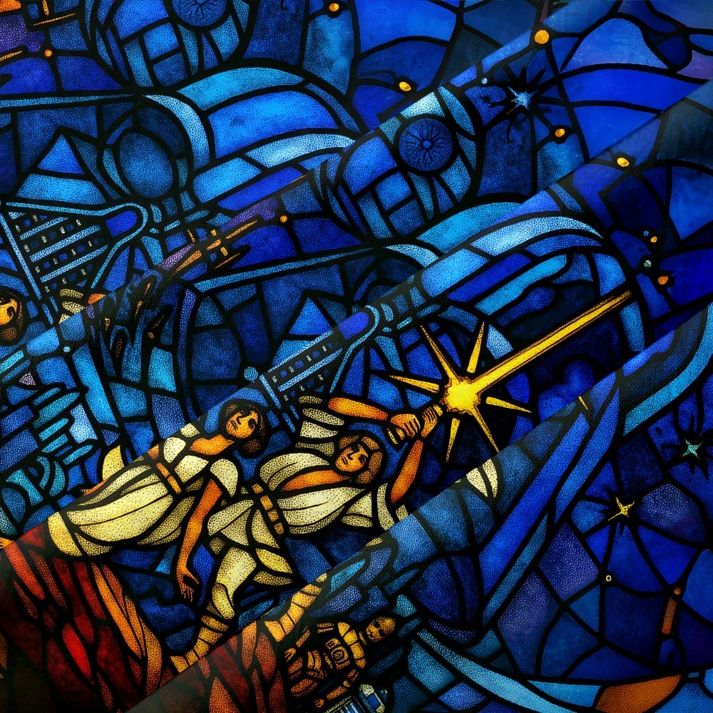 Church Window Grilles Sci-Fi Space War Button Up Pocket Shirt