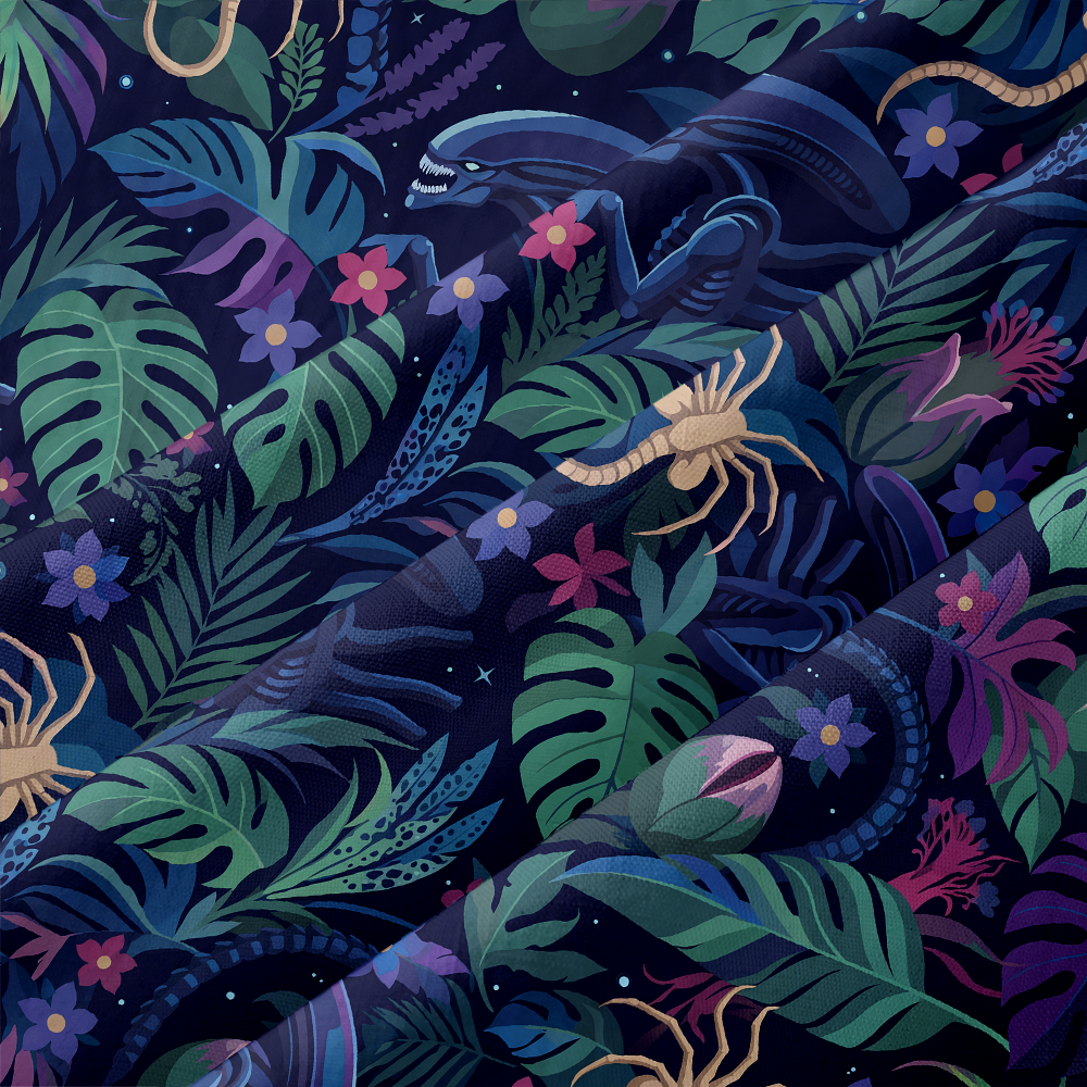 Tropical Jungle Extraterrestrial Creature Button Up Pocket Shirt