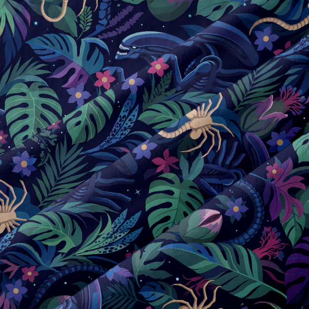 Tropical Jungle Extraterrestrial Creature Button Up Pocket Shirt