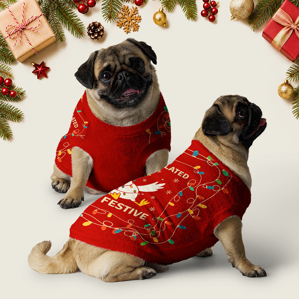 Overstimulated But Festive Geek Christmas Ugly Pet Sweater