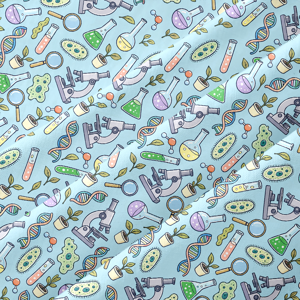 Biology Lab Doodle Series Button Up Pocket Shirt