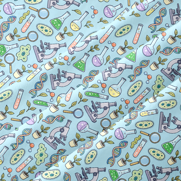 Biology Lab Doodle Series Button Up Pocket Shirt
