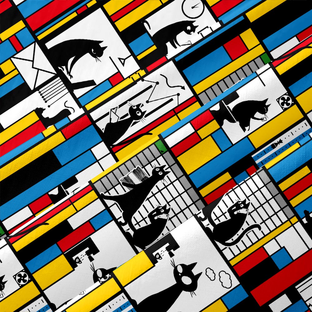 Office Cat Button Up Pocket Shirt