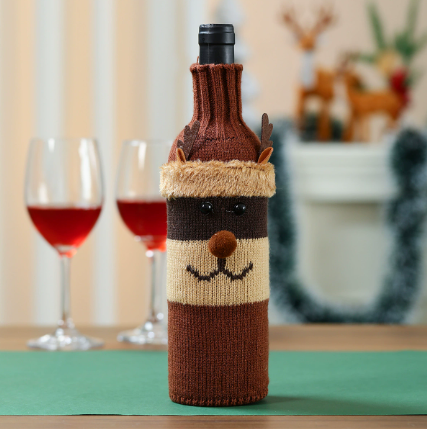Geeksoutfit Christmas Decoration Knitted Wine Bottle Cover for Sale