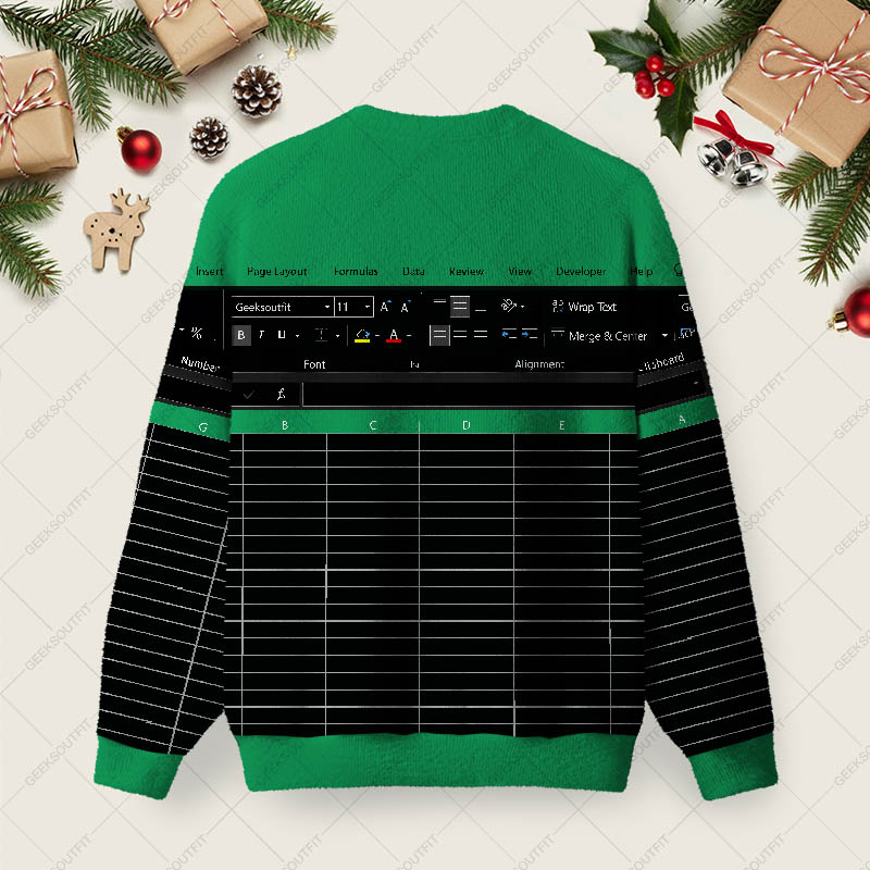 Excel Funny Night Mode Ugly Christmas Fuzzy Fleece Sweatshirt